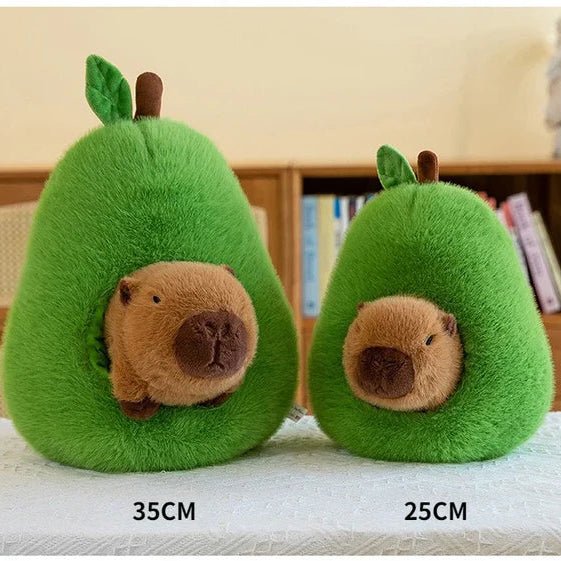 Capyplush Baby Avocado Capybara Duo Plush — Dual Character Soft Toy