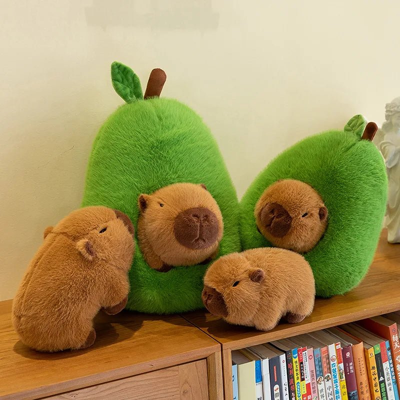 Capyplush Baby Avocado Capybara Duo Plush — Dual Character Soft Toy