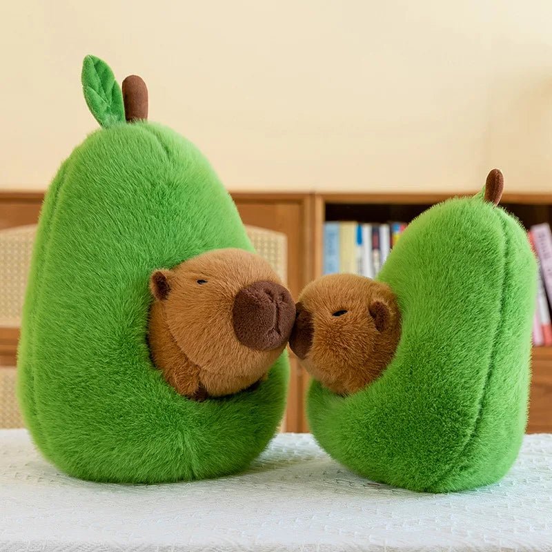 Capyplush Baby Avocado Capybara Duo Plush — Dual Character Soft Toy