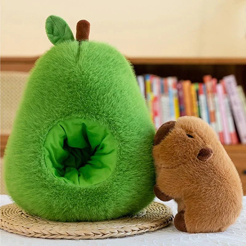 Capyplush Baby Avocado Capybara Duo Plush — Dual Character Soft Toy