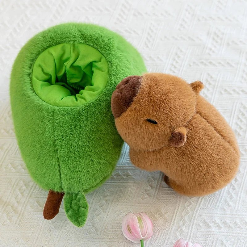 Capyplush Baby Avocado Capybara Duo Plush — Dual Character Soft Toy