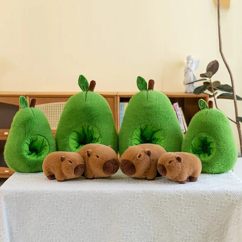 Capyplush Baby Avocado Capybara Duo Plush — Dual Character Soft Toy