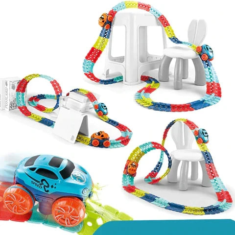 Magnetic Race Track Car Set — Flexible Plastic Educational Toy