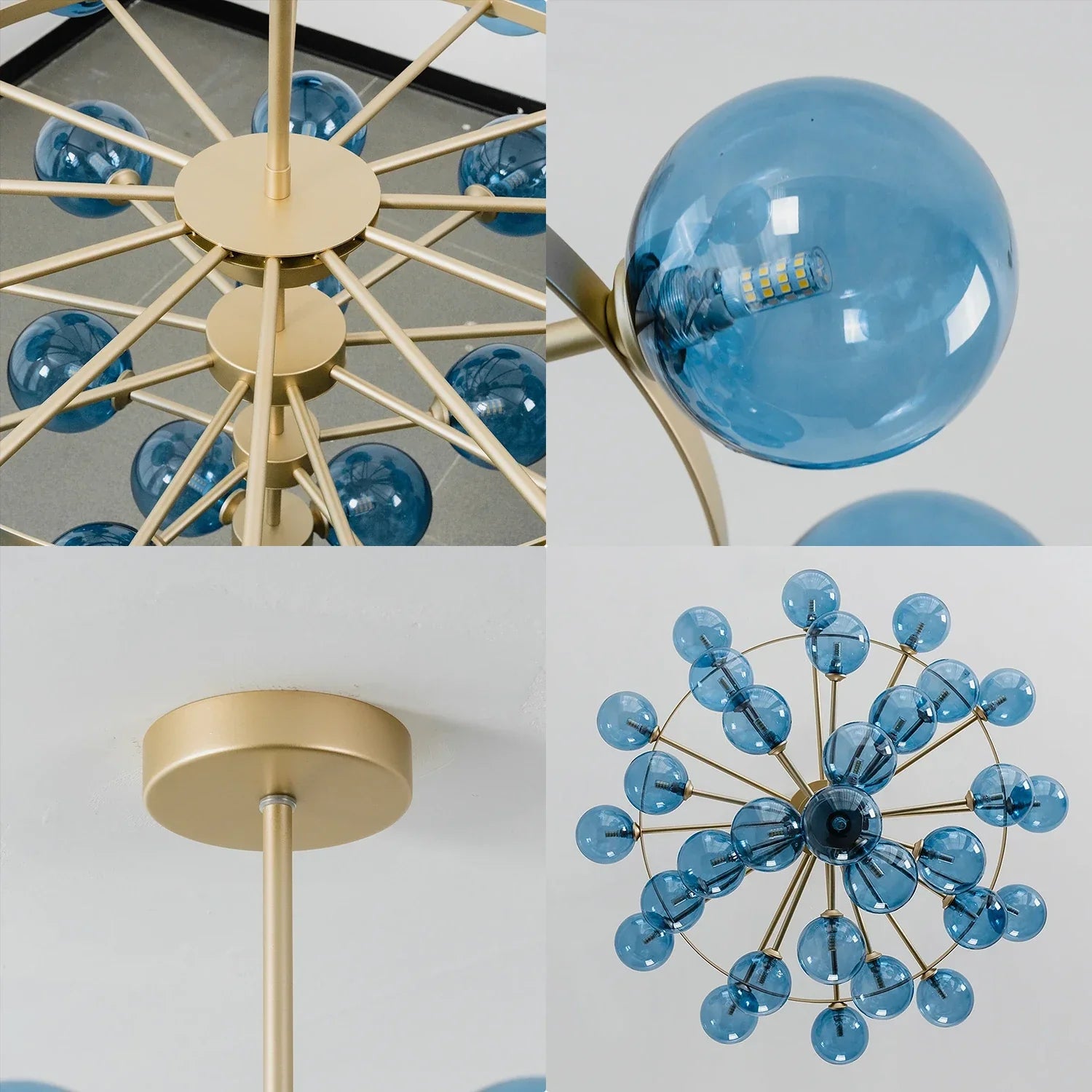 Cassian Blue Glass Globe Tiered Chandelier | wildoxy
