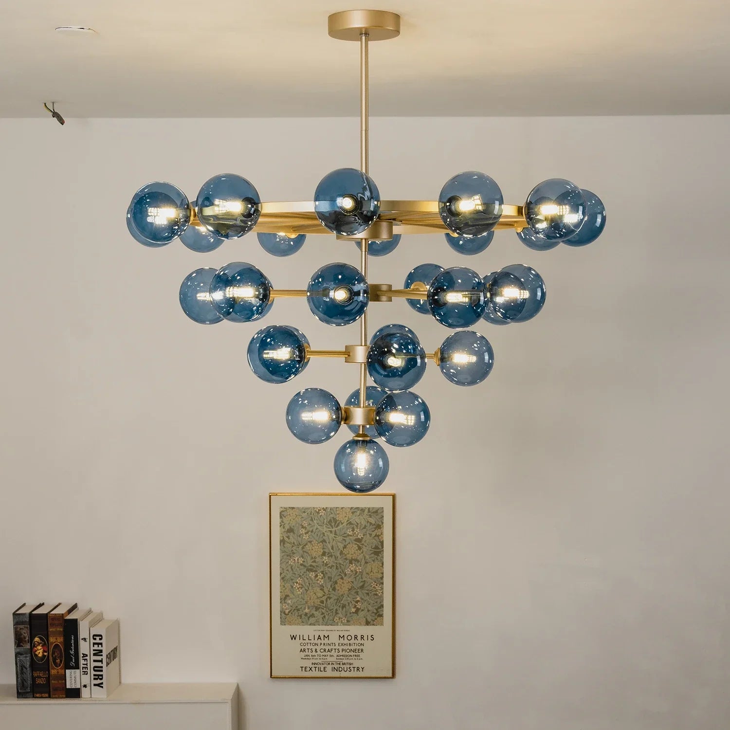 Cassian Blue Glass Globe Tiered Chandelier | wildoxy