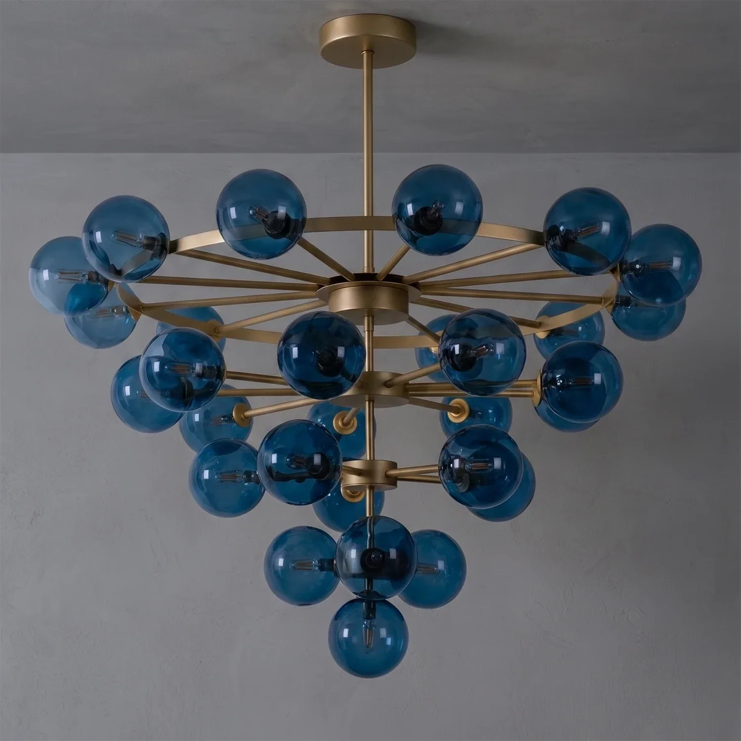 Cassian Blue Glass Globe Tiered Chandelier | wildoxy