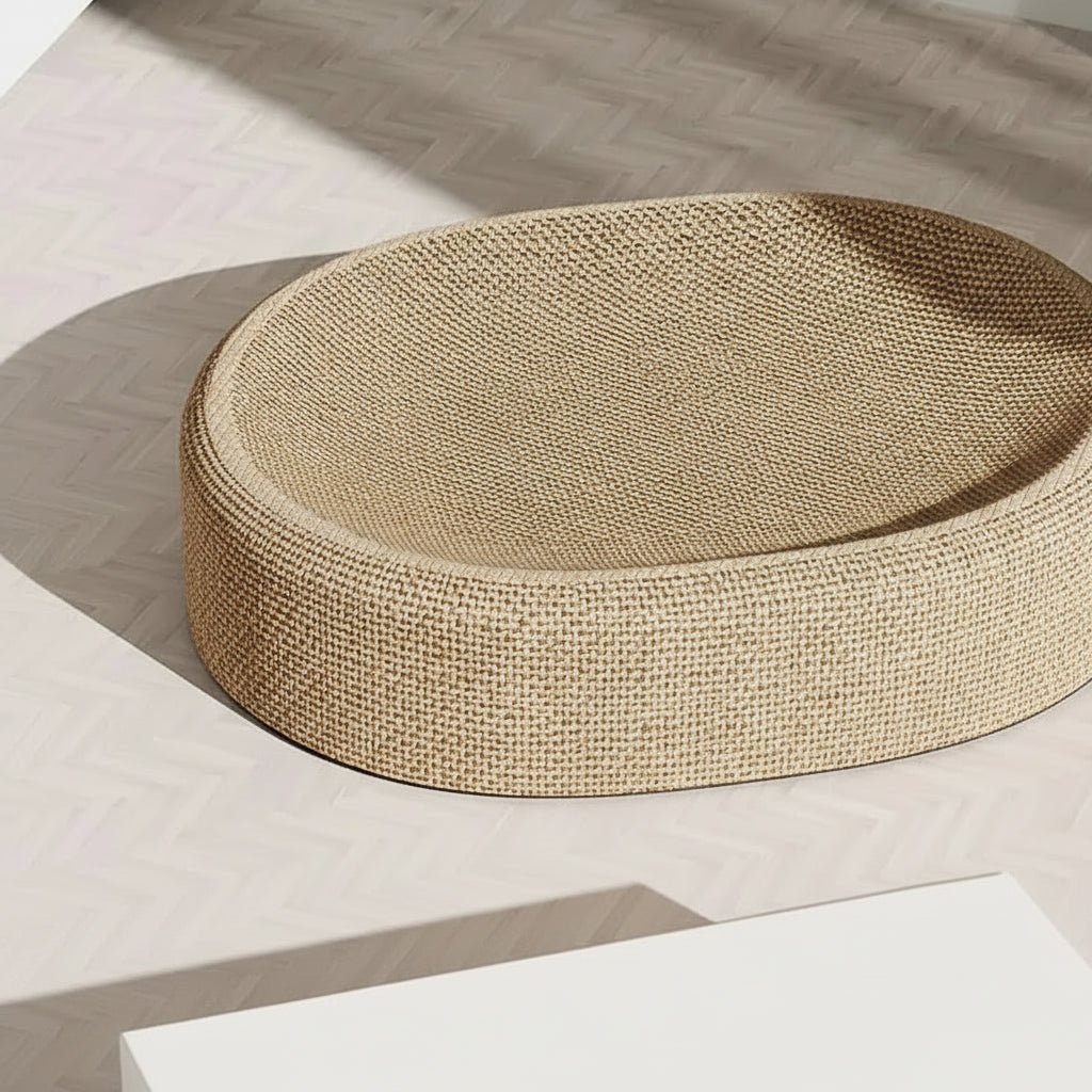 Cama oval para gatos Catloom — Superfície de sisal resistente para arranhar, almofada confortável