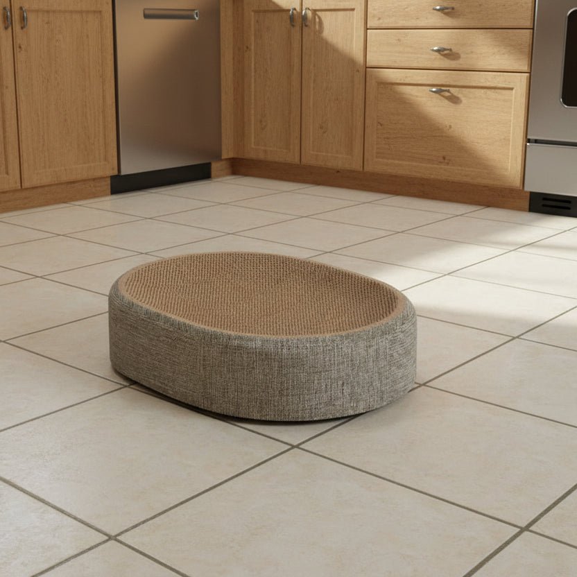 Cama oval para gatos Catloom — Superfície de sisal resistente para arranhar, almofada confortável