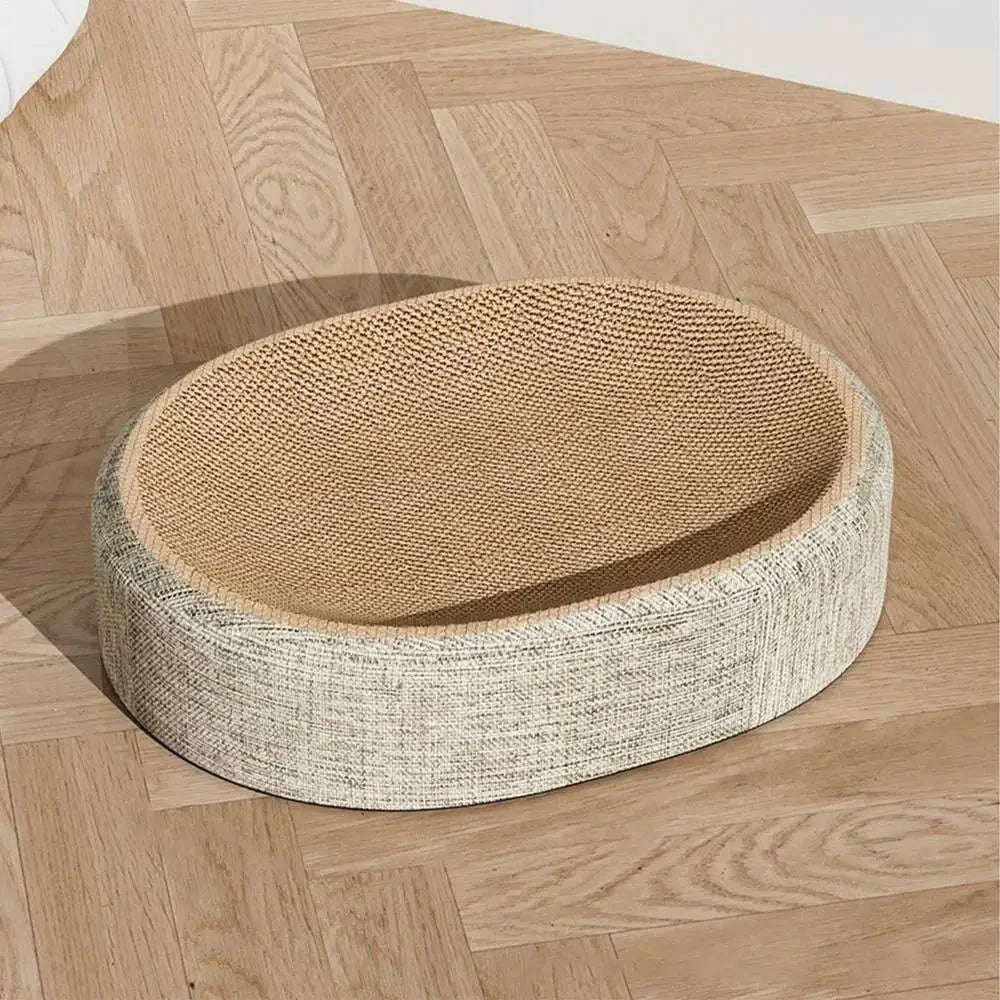 Cama oval para gatos Catloom — Superfície de sisal resistente para arranhar, almofada confortável
