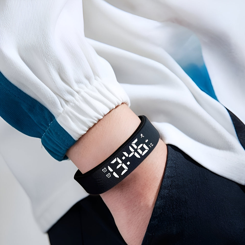 Digital LED-sportklocka — silikonarmband, vattentät USB