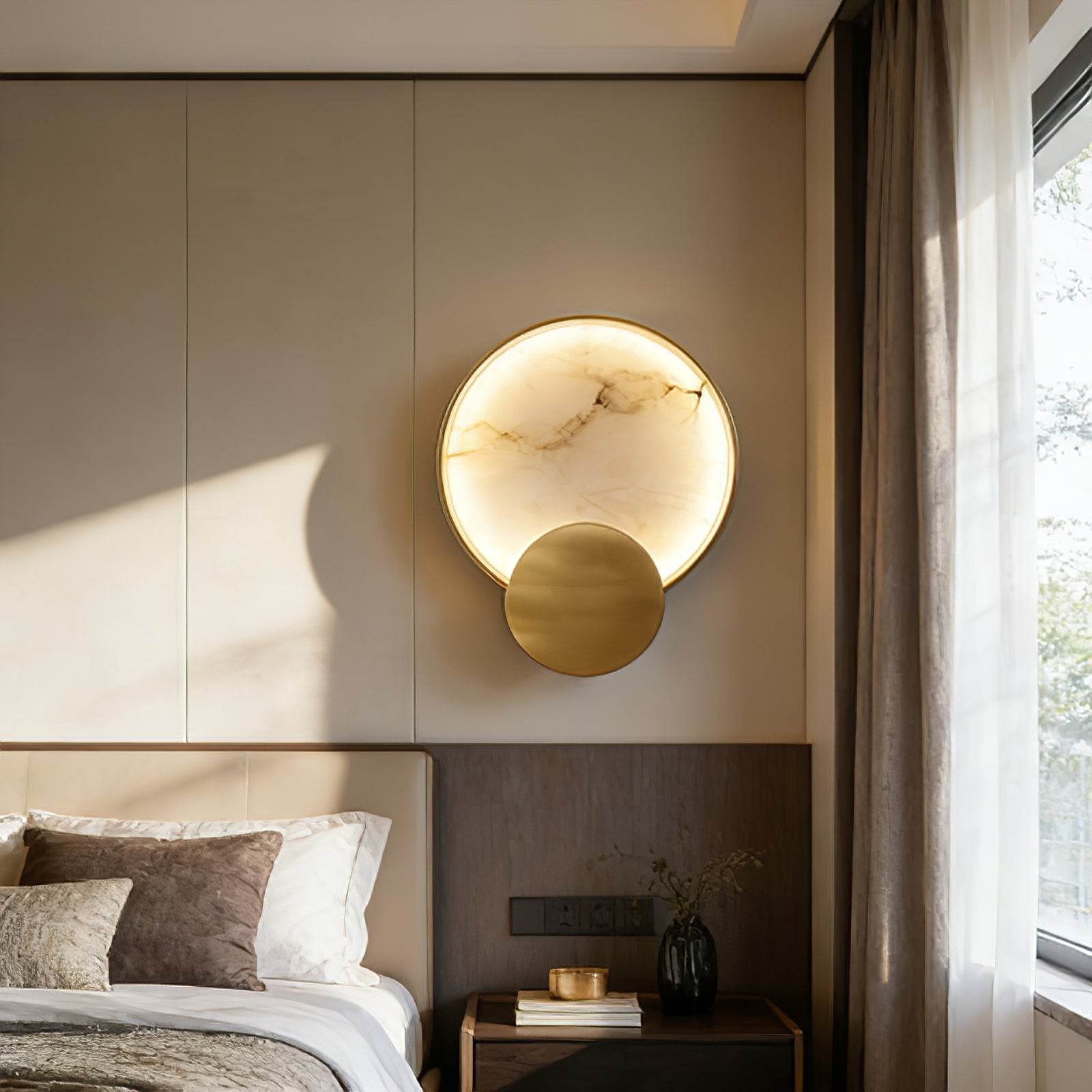 Celestial Jupiter Natural Alabaster Wall Sconce | wildoxy