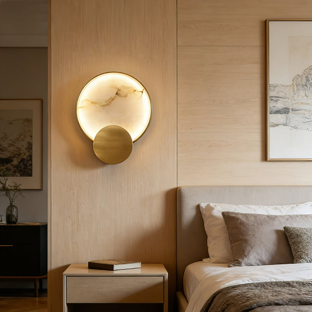 Celestial Jupiter Natural Alabaster Wall Sconce | wildoxy