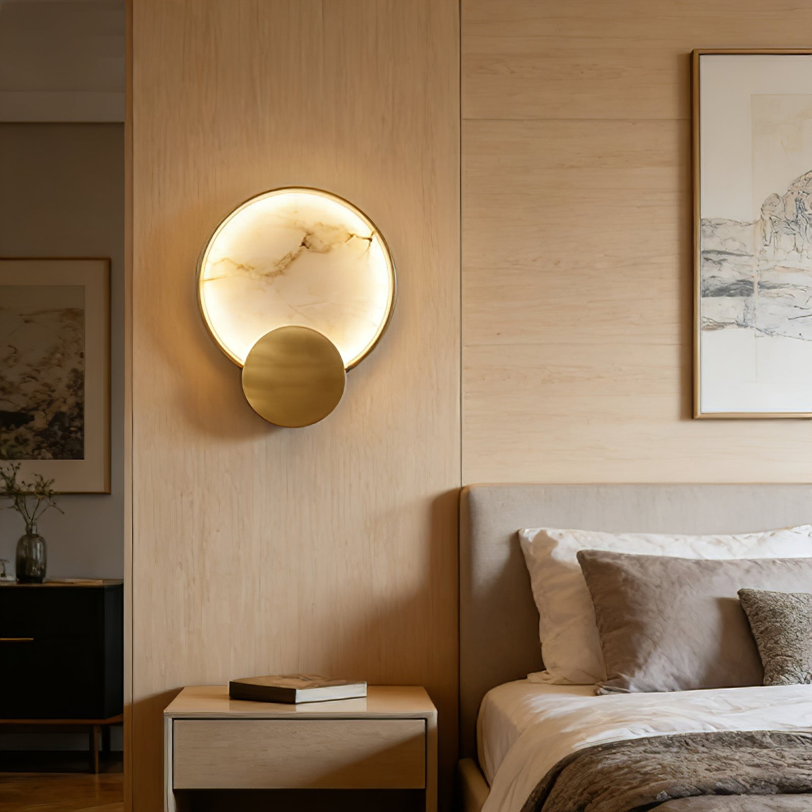 Celestial Jupiter Natural Alabaster Wall Sconce | wildoxy