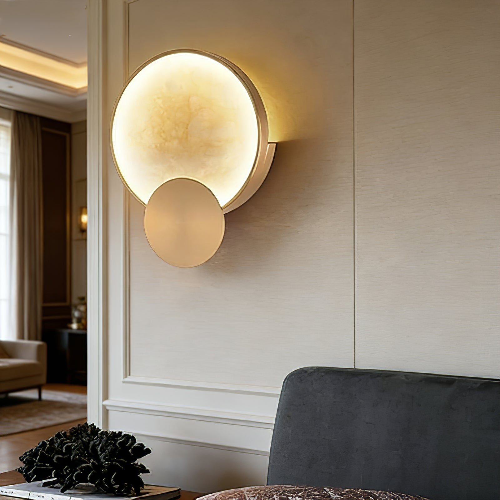 Celestial Jupiter Natural Alabaster Wall Sconce | wildoxy