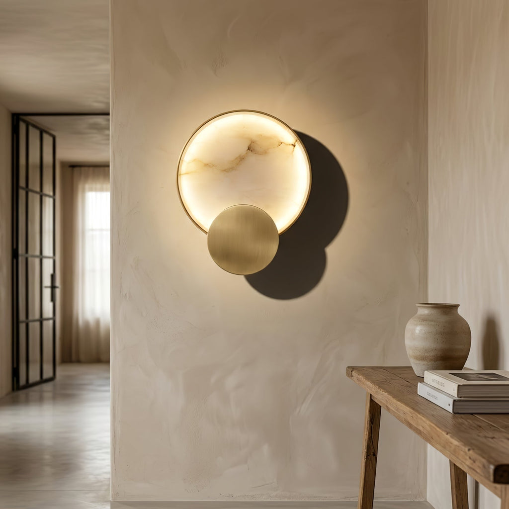 Celestial Jupiter Natural Alabaster Wall Sconce | wildoxy