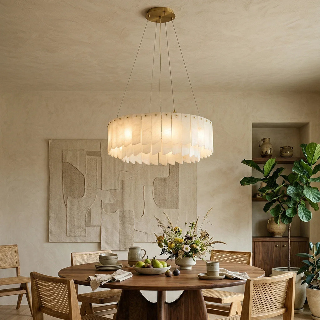 Cascade Alabaster Tiered Brass Chandelier | wildoxy