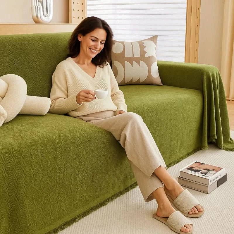 ChenilleChic Minimalistischer Sofabezug - strukturierter Chenille-Stoff, elegante zeitgemäße Silhouette