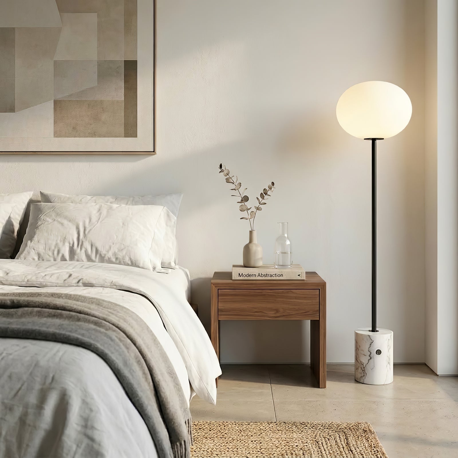 Chic Minimalist Round Marble Floor Light | wildoxy