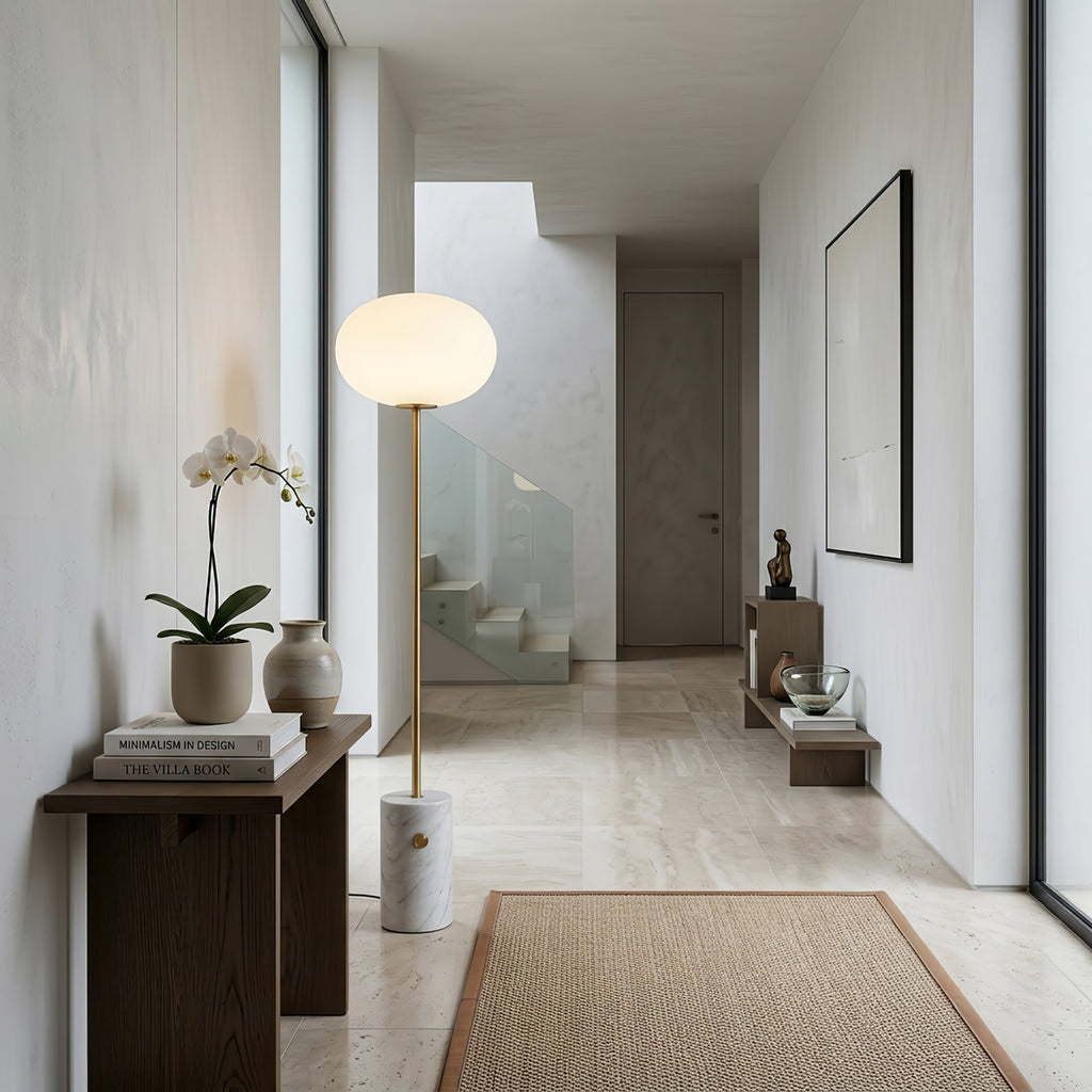 Chic Minimalist Round Marble Floor Light | wildoxy