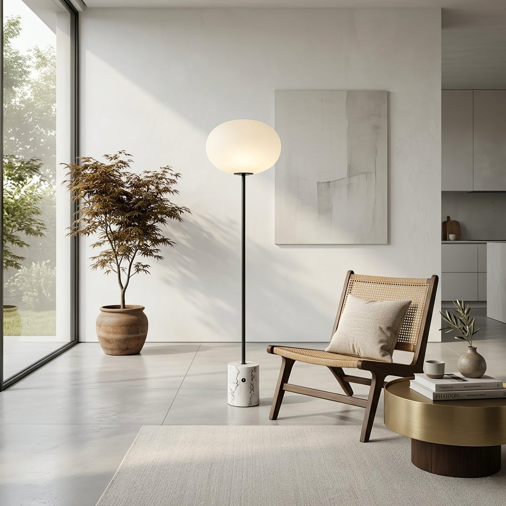 Chic Minimalist Round Marble Floor Light | wildoxy