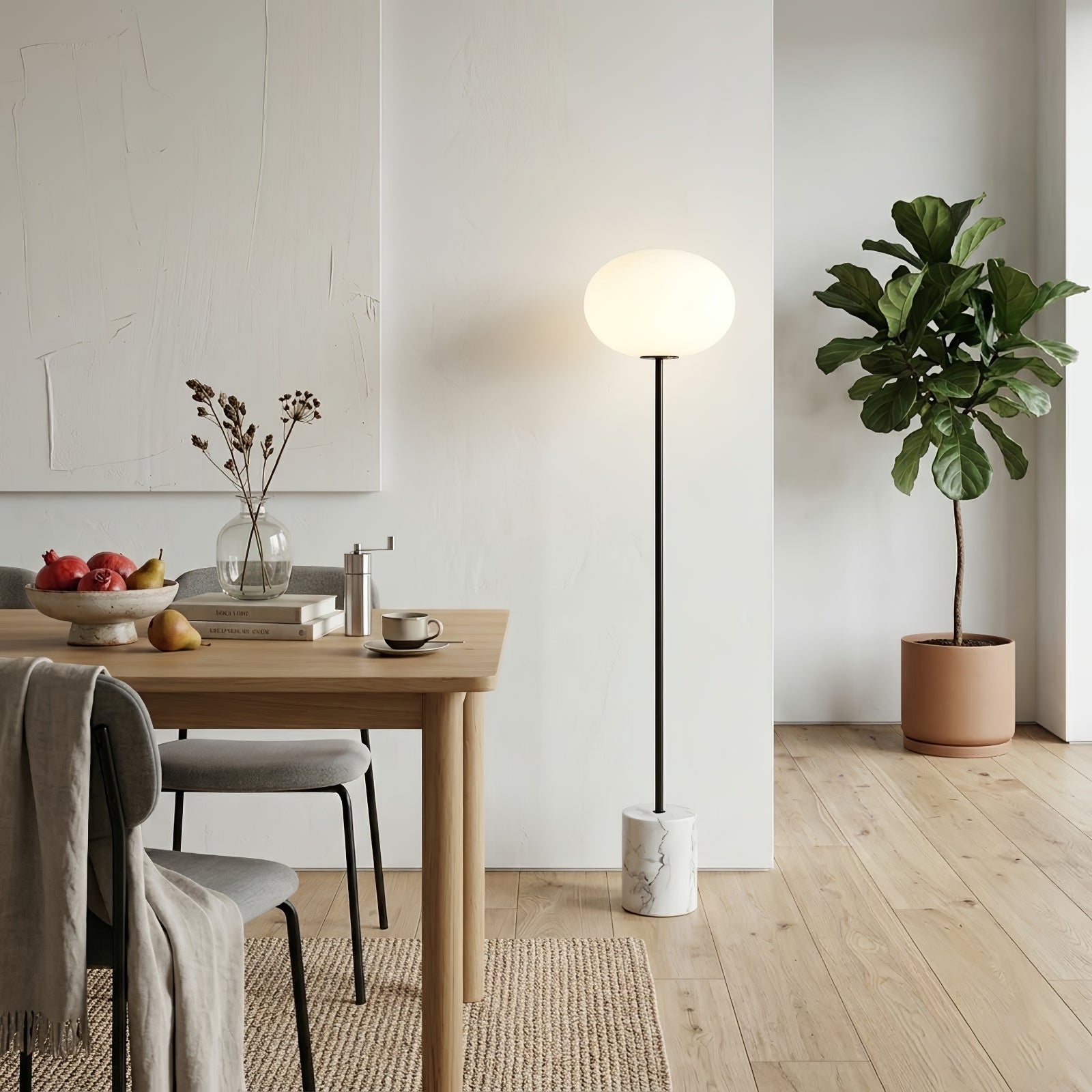 Chic Minimalist Round Marble Floor Light | wildoxy