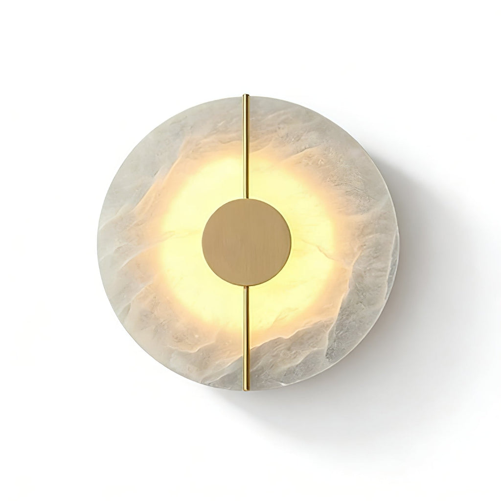 Circular Alabaster Wall Lamp With Brass Bar | wildoxy