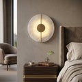 Circular Alabaster Wall Lamp With Brass Bar | wildoxy