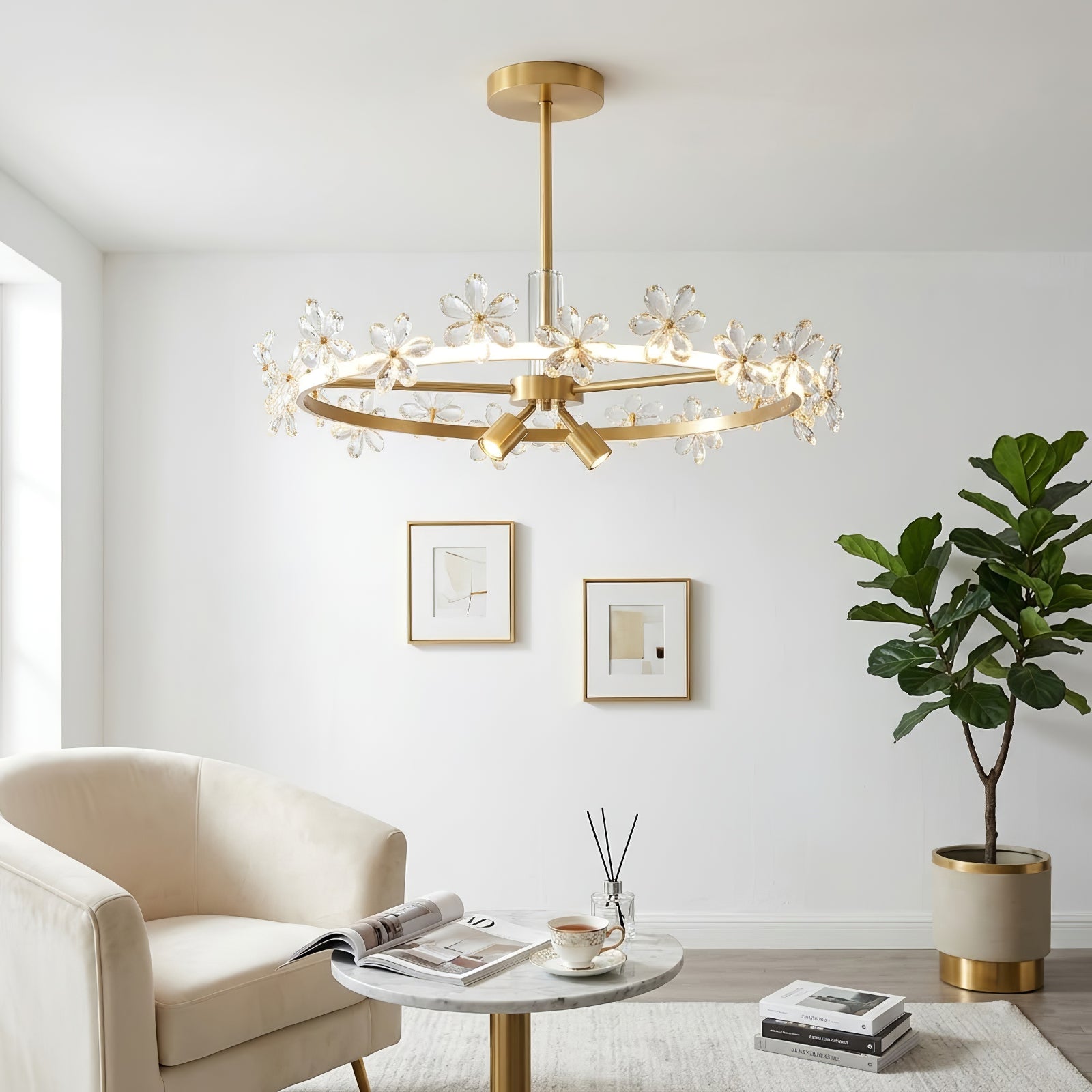 Circular Crystal Plum Blossom Ceiling Light | wildoxy