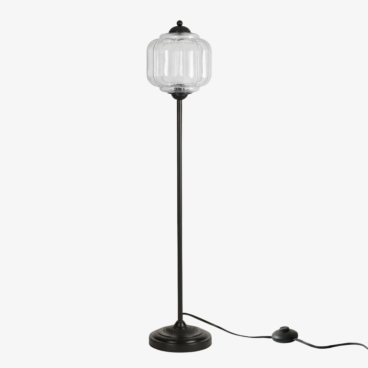 Glas-Stehlampe in Kürbisform — retro-inspirierter organischer Stil