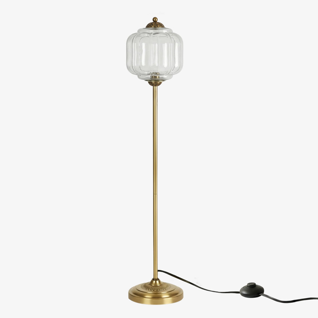 Glas-Stehlampe in Kürbisform — retro-inspirierter organischer Stil