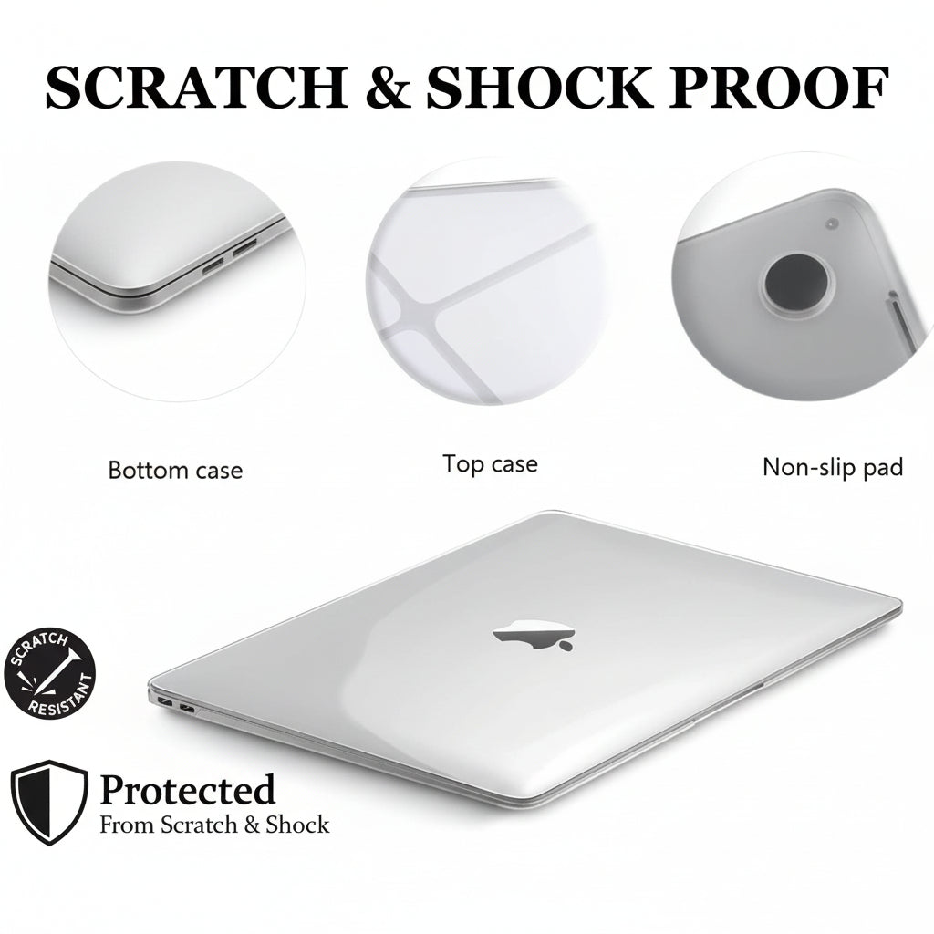 ClearVault kristálytiszta MacBook-tok — tartós védelem az Air és Pro modellekhez