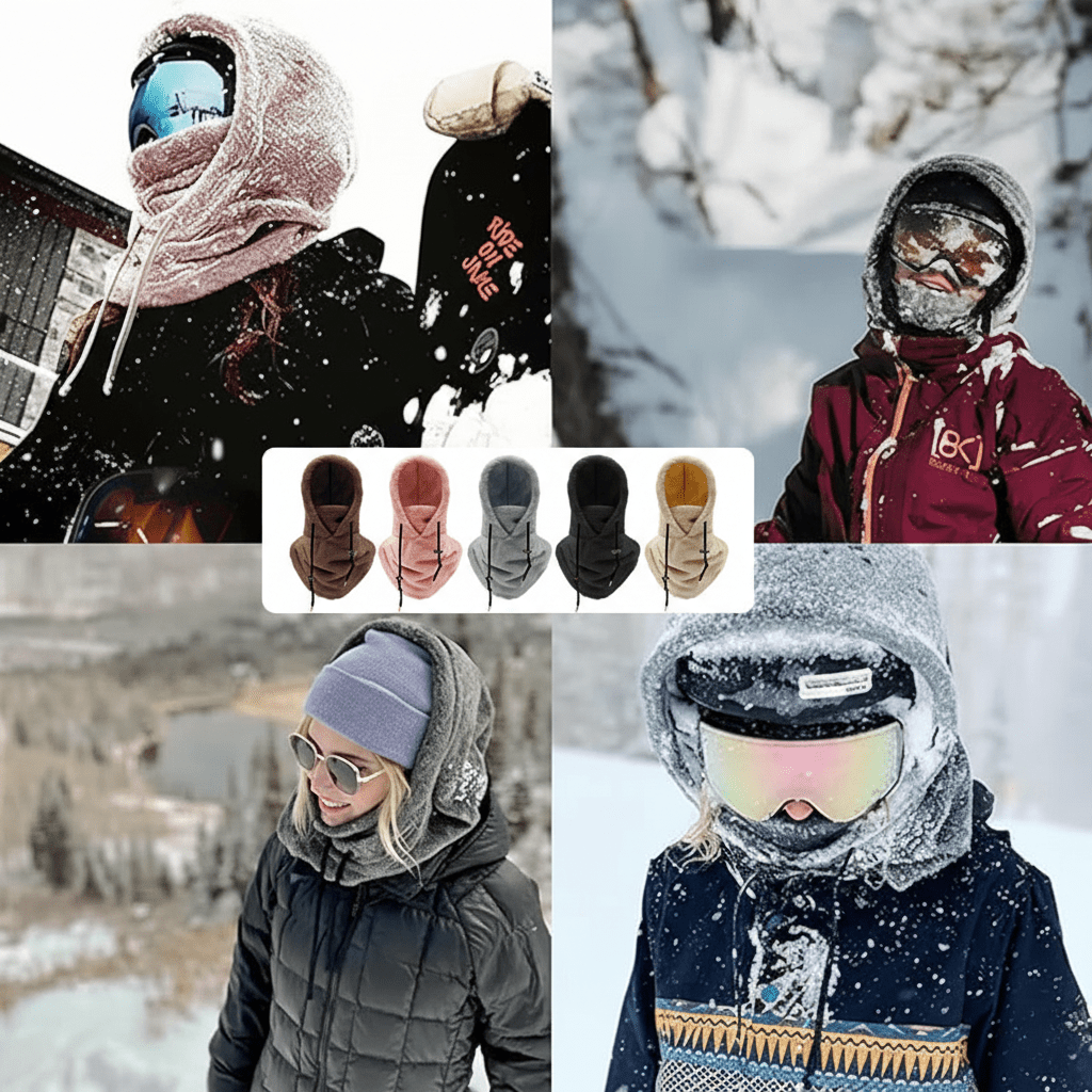 COLDCRAFT χειμερινό καπέλο 3-σε-1 — Αντιανεμικό εξωτερικό, επένδυση fleece, αποσπώμενα καλύμματα προσώπου και λαιμού