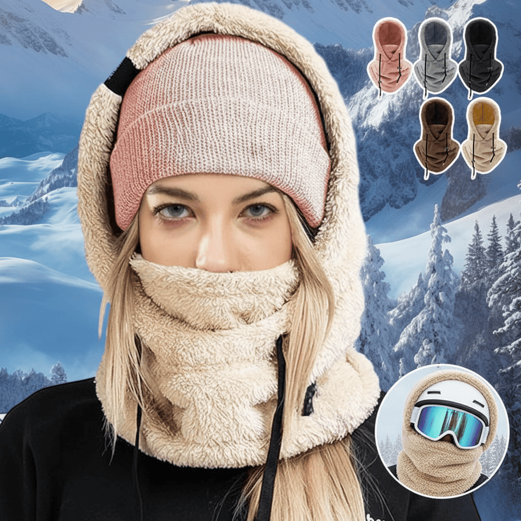 COLDCRAFT χειμερινό καπέλο 3-σε-1 — Αντιανεμικό εξωτερικό, επένδυση fleece, αποσπώμενα καλύμματα προσώπου και λαιμού