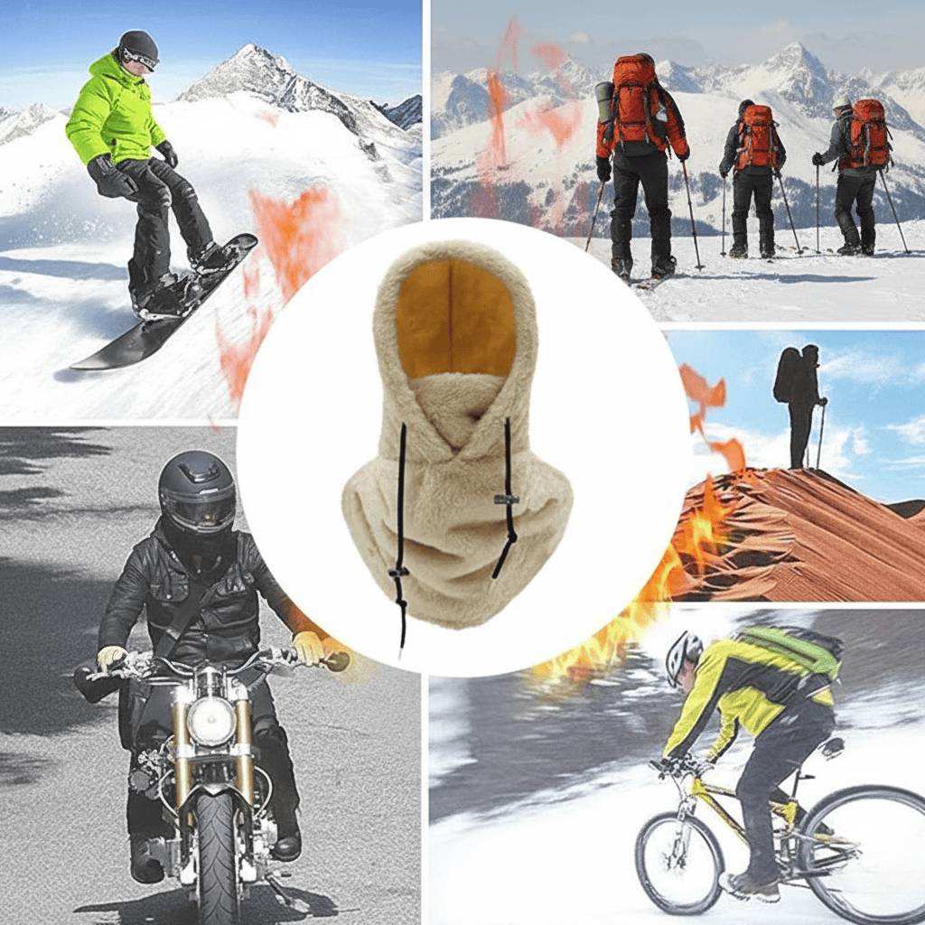 COLDCRAFT χειμερινό καπέλο 3-σε-1 — Αντιανεμικό εξωτερικό, επένδυση fleece, αποσπώμενα καλύμματα προσώπου και λαιμού