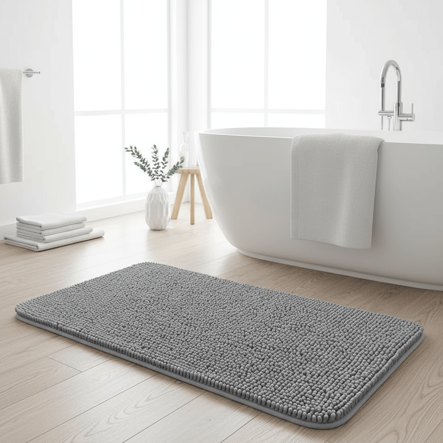 COMFÉRA Plush Chenille Bath Mat — Quick-Absorb Surface, Non-Slip Grip