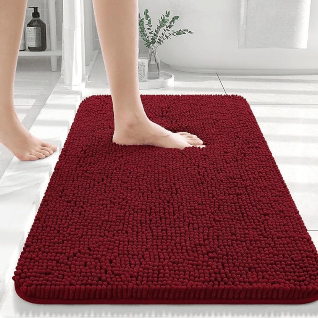 COMFÉRA Plush Chenille Bath Mat — Quick-Absorb Surface, Non-Slip Grip