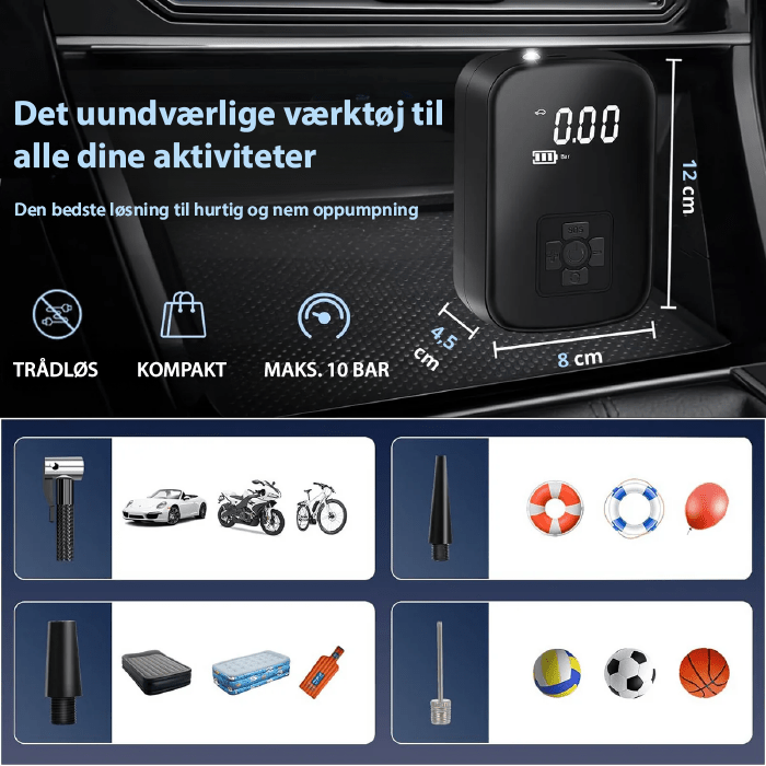 Kompaktní přenosná elektrická pumpa na vzduch — rychlé nafukování, spolehlivý výkon