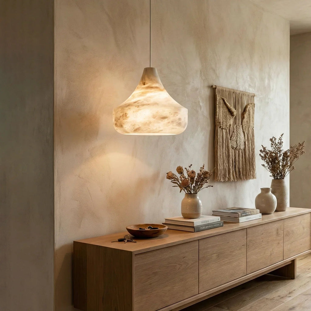 Conical Minimalist Alabaster Pendant Lamp | wildoxy