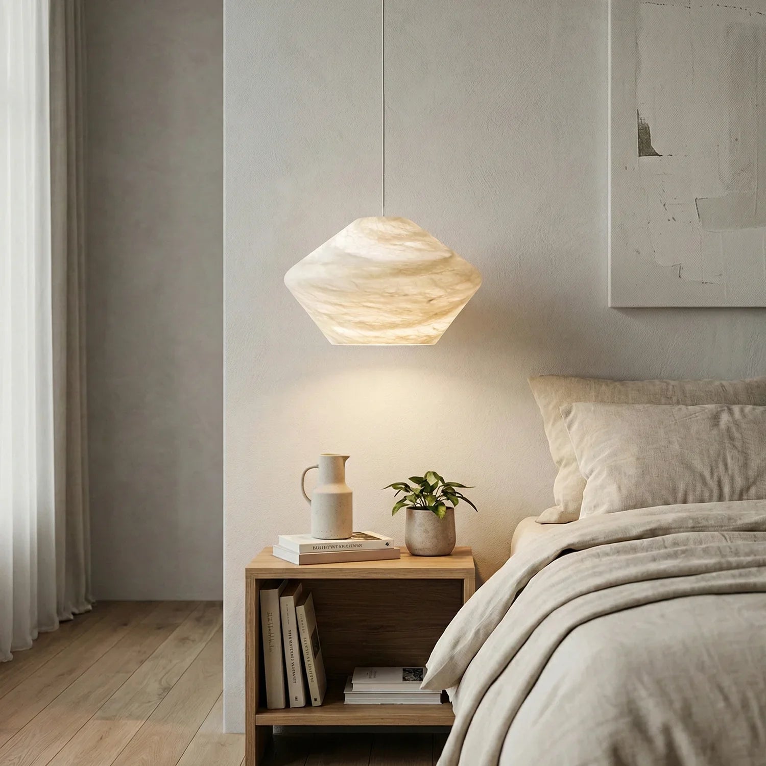 Conical Minimalist Alabaster Pendant Lamp | wildoxy
