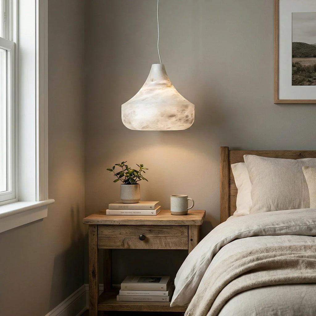Conical Minimalist Alabaster Pendant Lamp | wildoxy