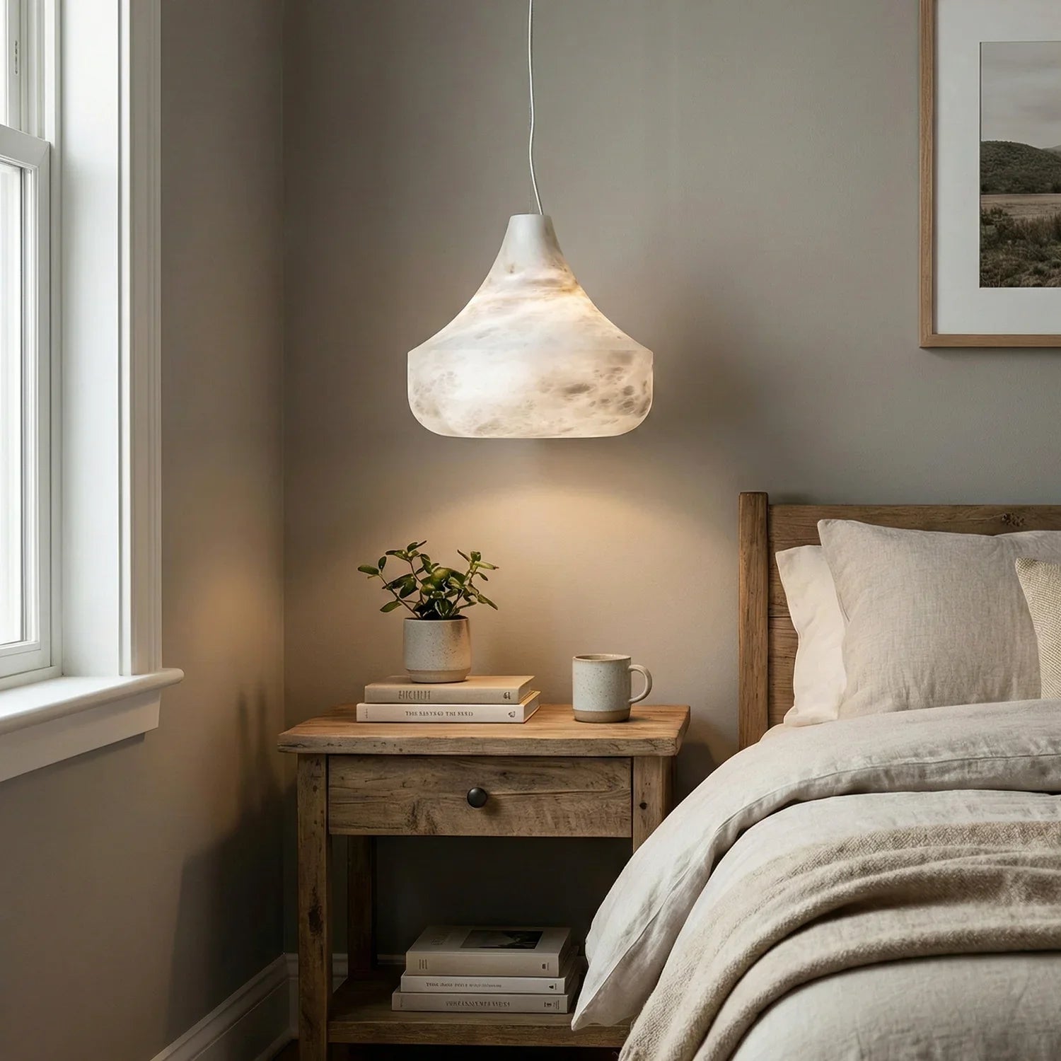 Conical Minimalist Alabaster Pendant Lamp | wildoxy