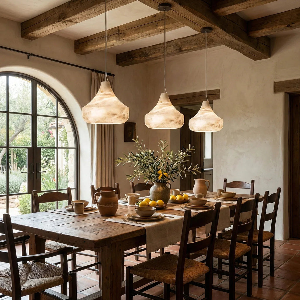 Conical Minimalist Alabaster Pendant Lamp | wildoxy