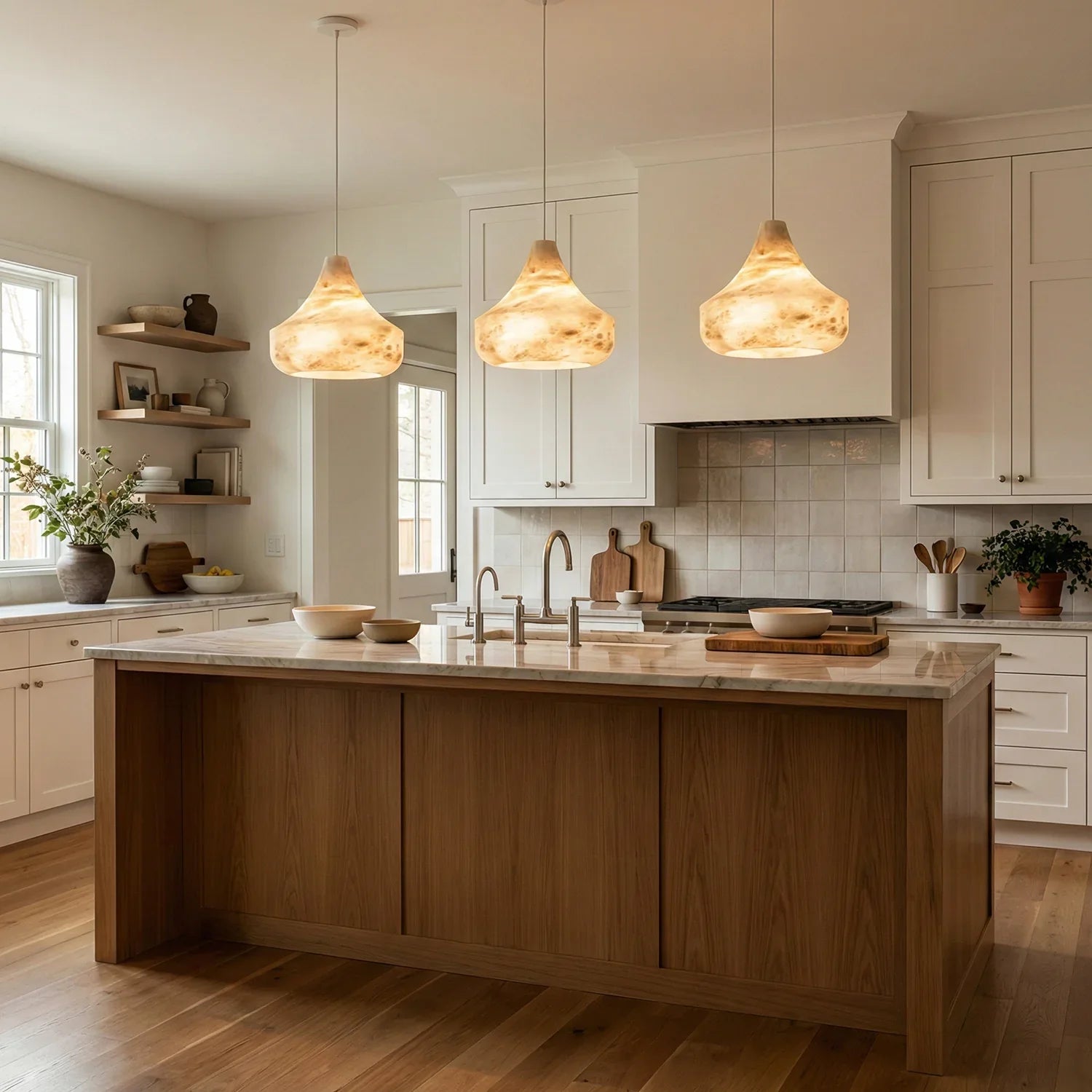 Conical Minimalist Alabaster Pendant Lamp | wildoxy