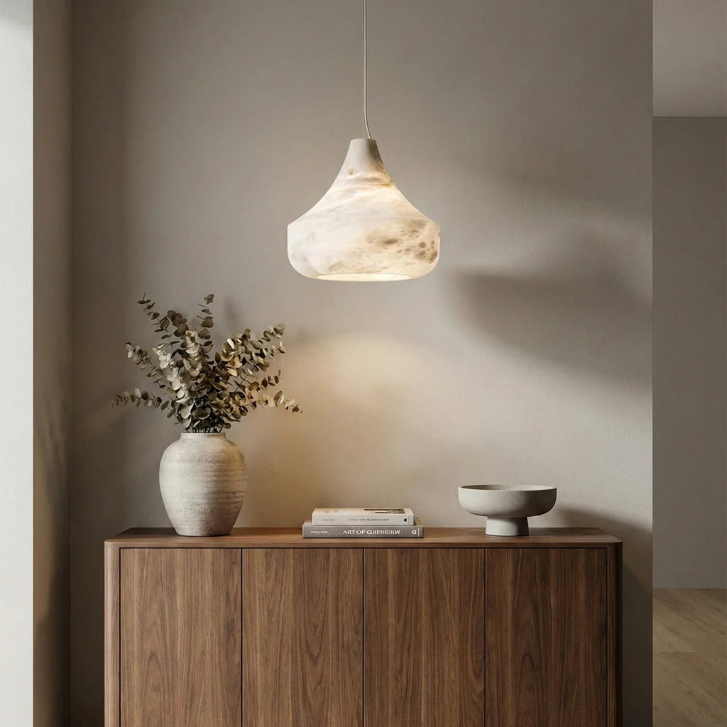 Conical Minimalist Alabaster Pendant Lamp | wildoxy