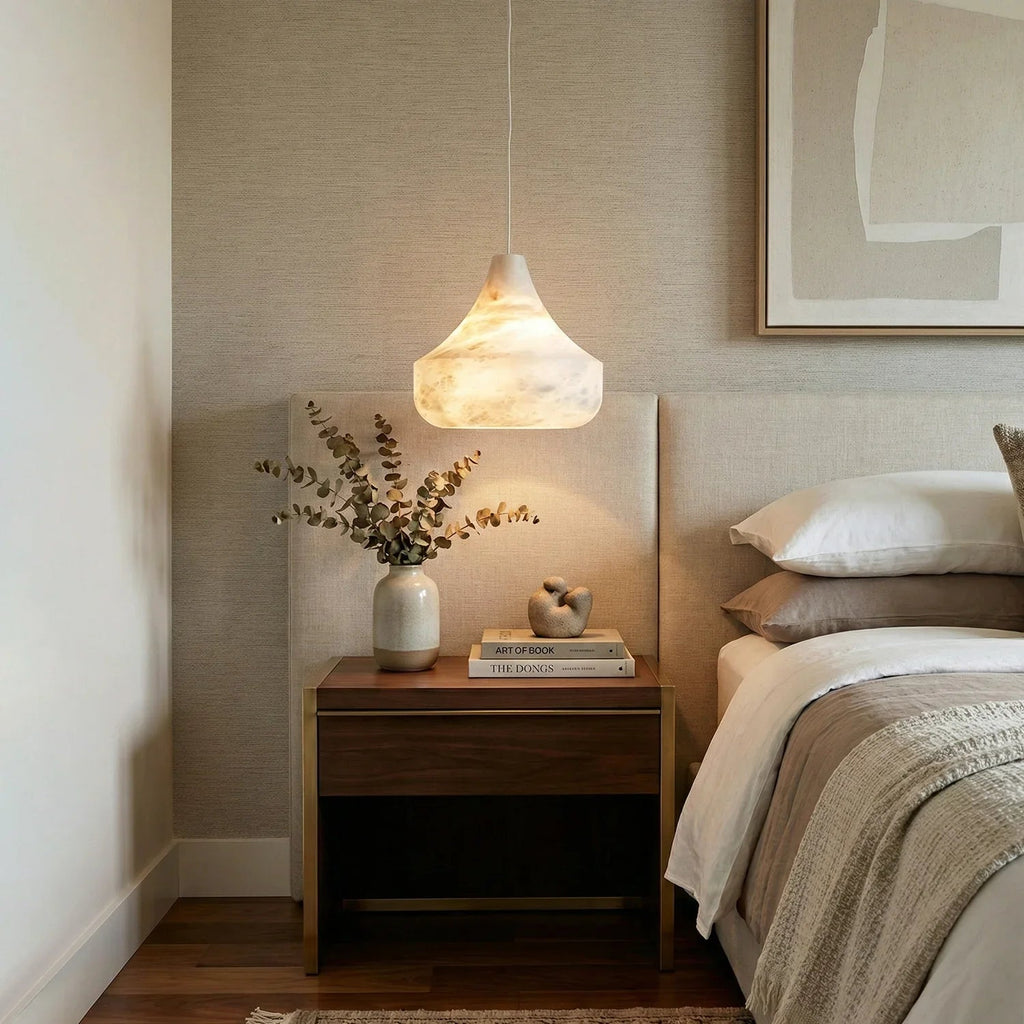 Conical Minimalist Alabaster Pendant Lamp | wildoxy