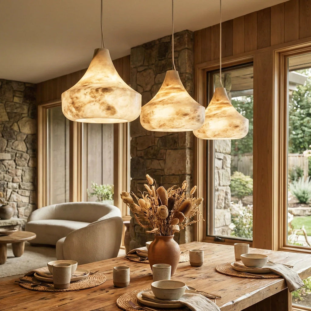 Conical Minimalist Alabaster Pendant Lamp | wildoxy