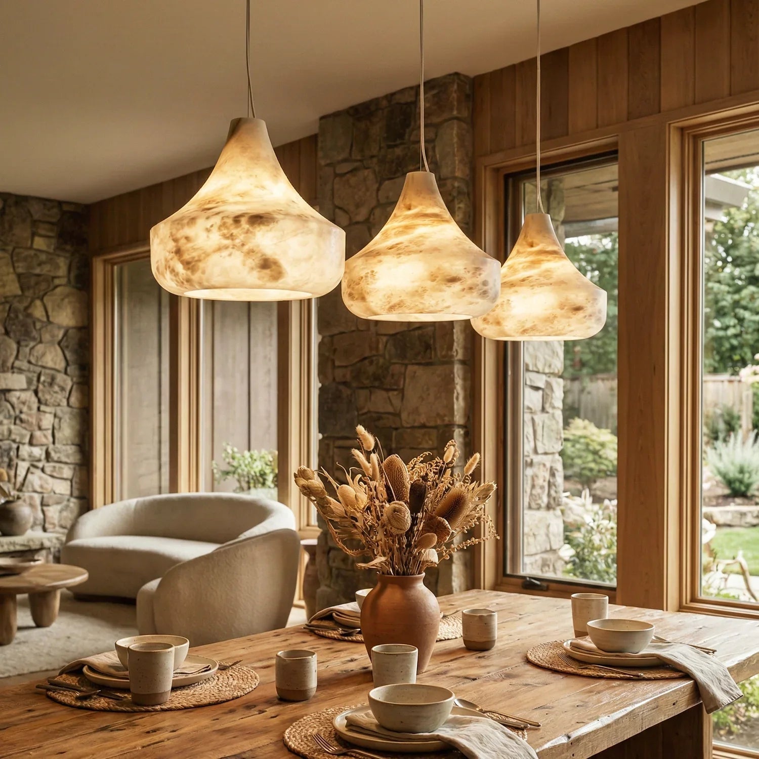 Conical Minimalist Alabaster Pendant Lamp | wildoxy