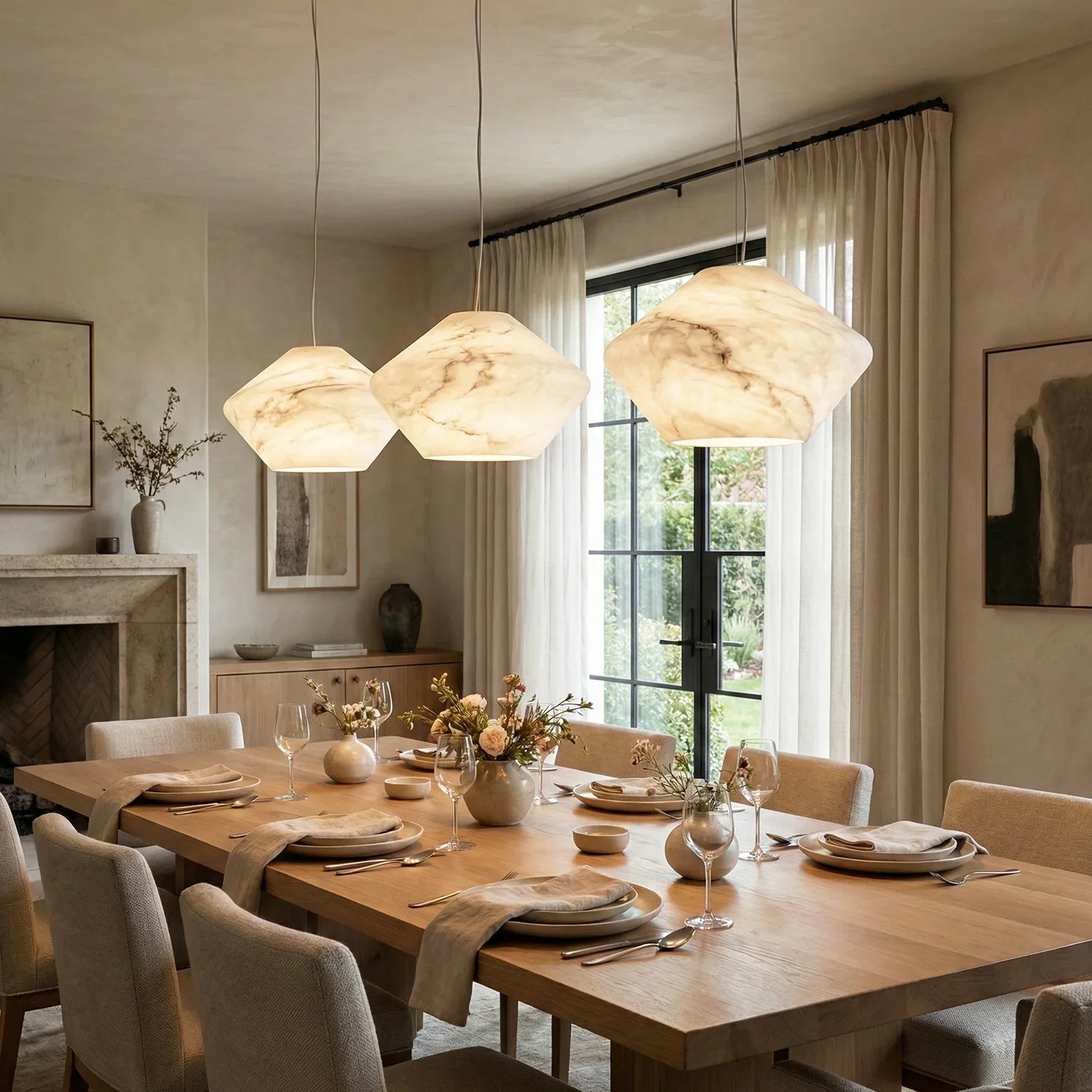 Conical Minimalist Alabaster Pendant Lamp | wildoxy