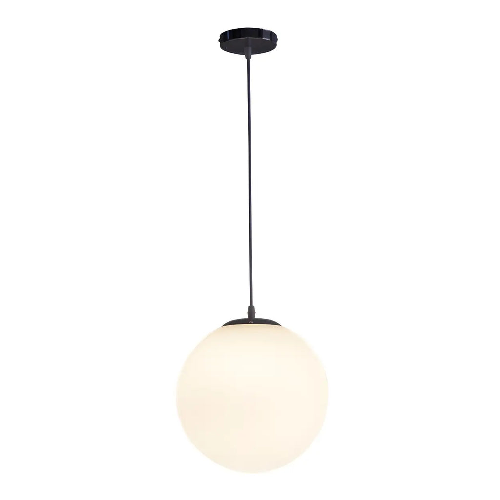 Lampă suspendată cu glob din sticlă albă – formă rotundă, mai multe dimensiuni
