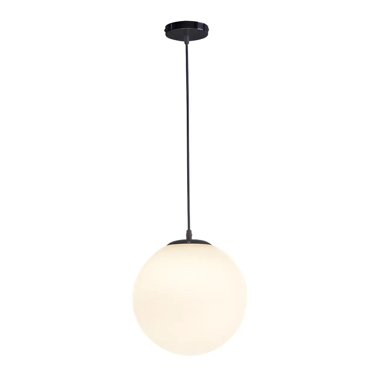 Lampă suspendată cu glob din sticlă albă – formă rotundă, mai multe dimensiuni